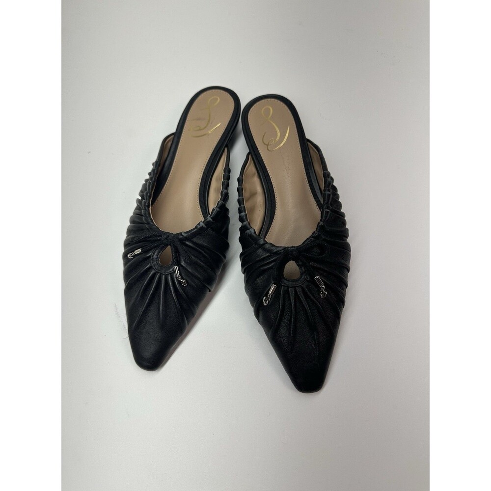 Sam Edelman  Womens Julia Black Leather Pointy Slip On Flats Sz 7.5